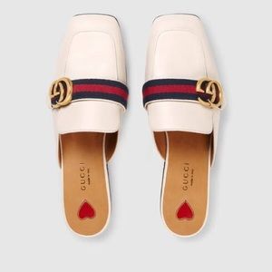 Gucci White Leather Slipper